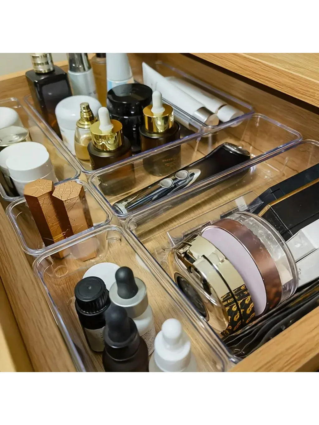 25Pcs Drawer Storage Containers, Transparent Plastic