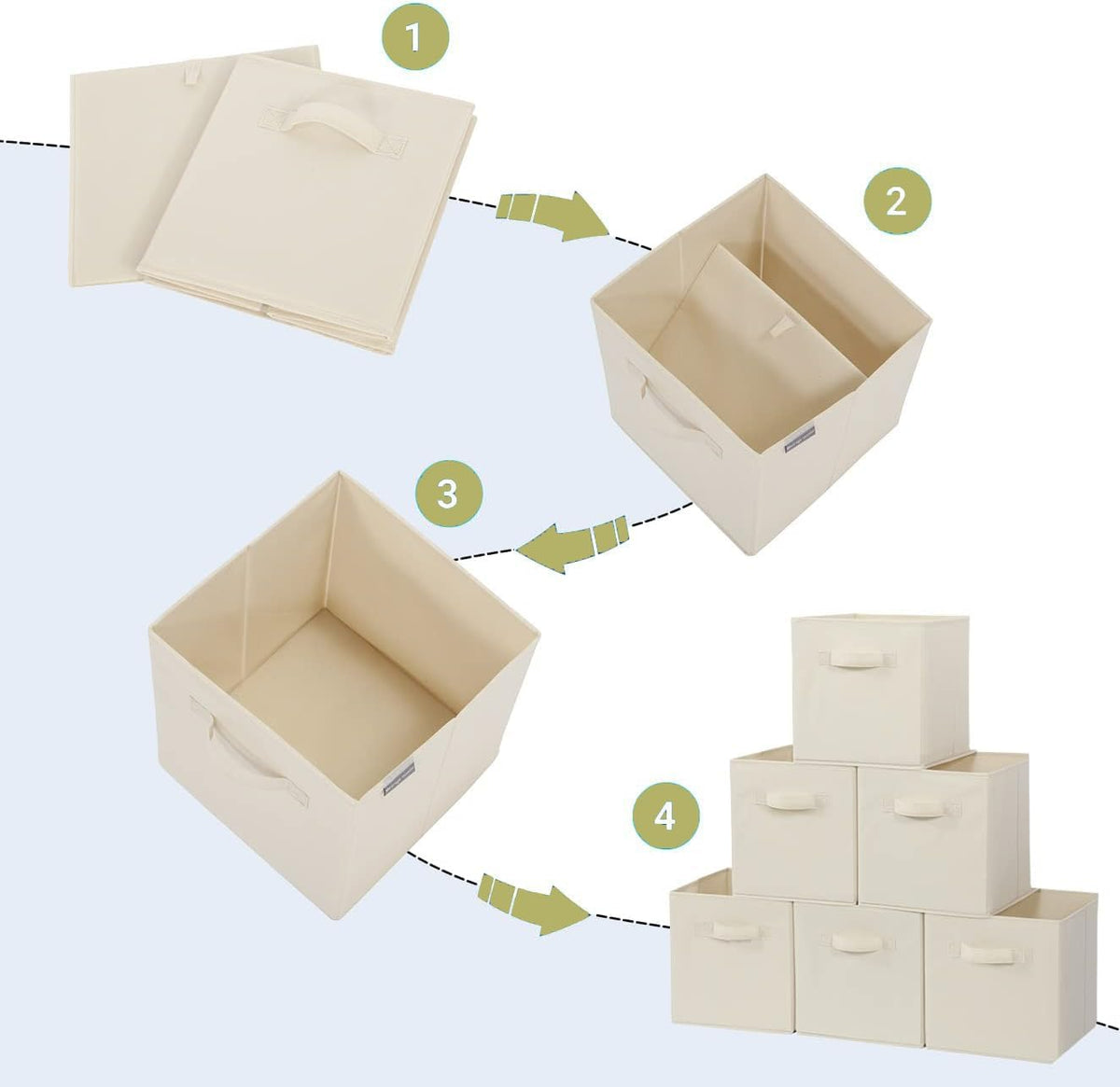 Storage Cubes, 11 Inch Cube Storage Bins, Set of 8, Fabric Foldable Storage, Beige