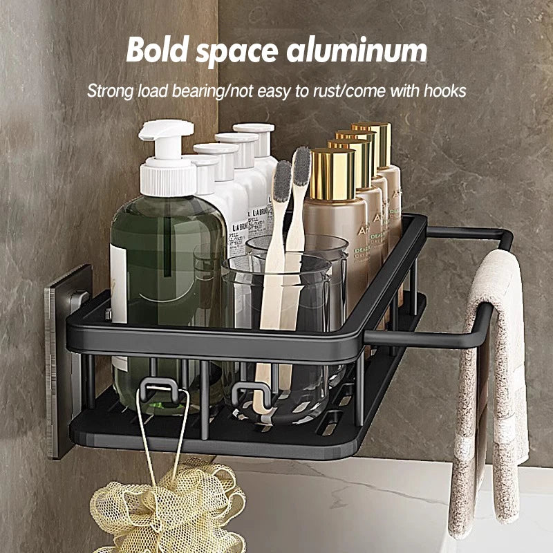 Bathroom Suction Storage Rack Stainless Steel