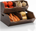Acacia Wood Vegetable or Fruit Storage Bin, Stackable 