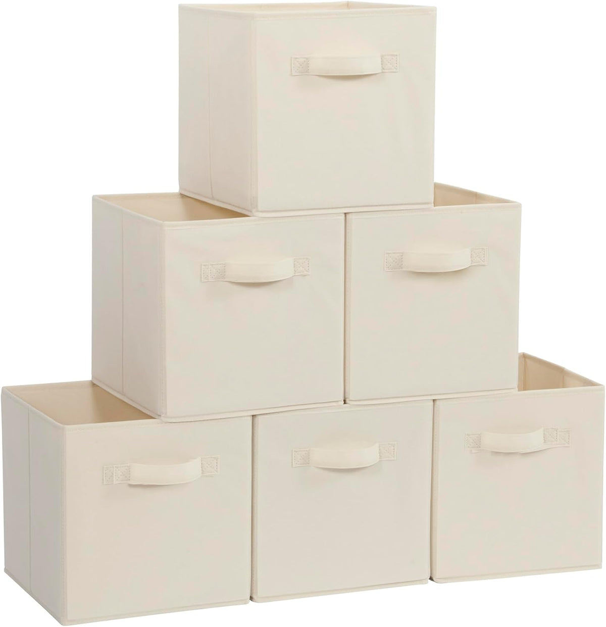 Storage Cubes, 11 Inch Cube Storage Bins, Set of 8, Fabric Foldable Storage, Beige