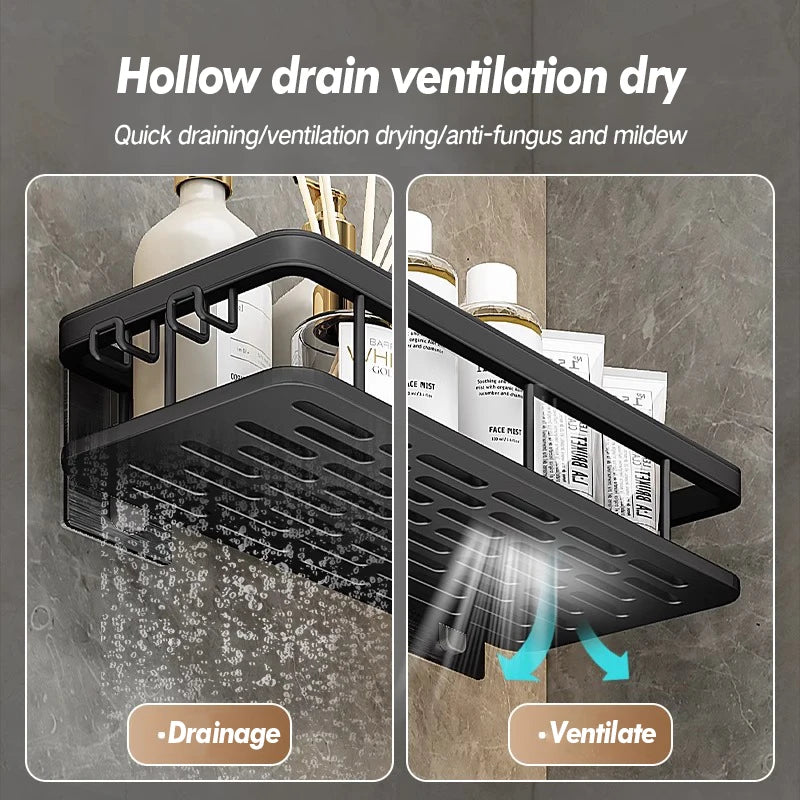 Bathroom Suction Storage Rack Stainless Steel