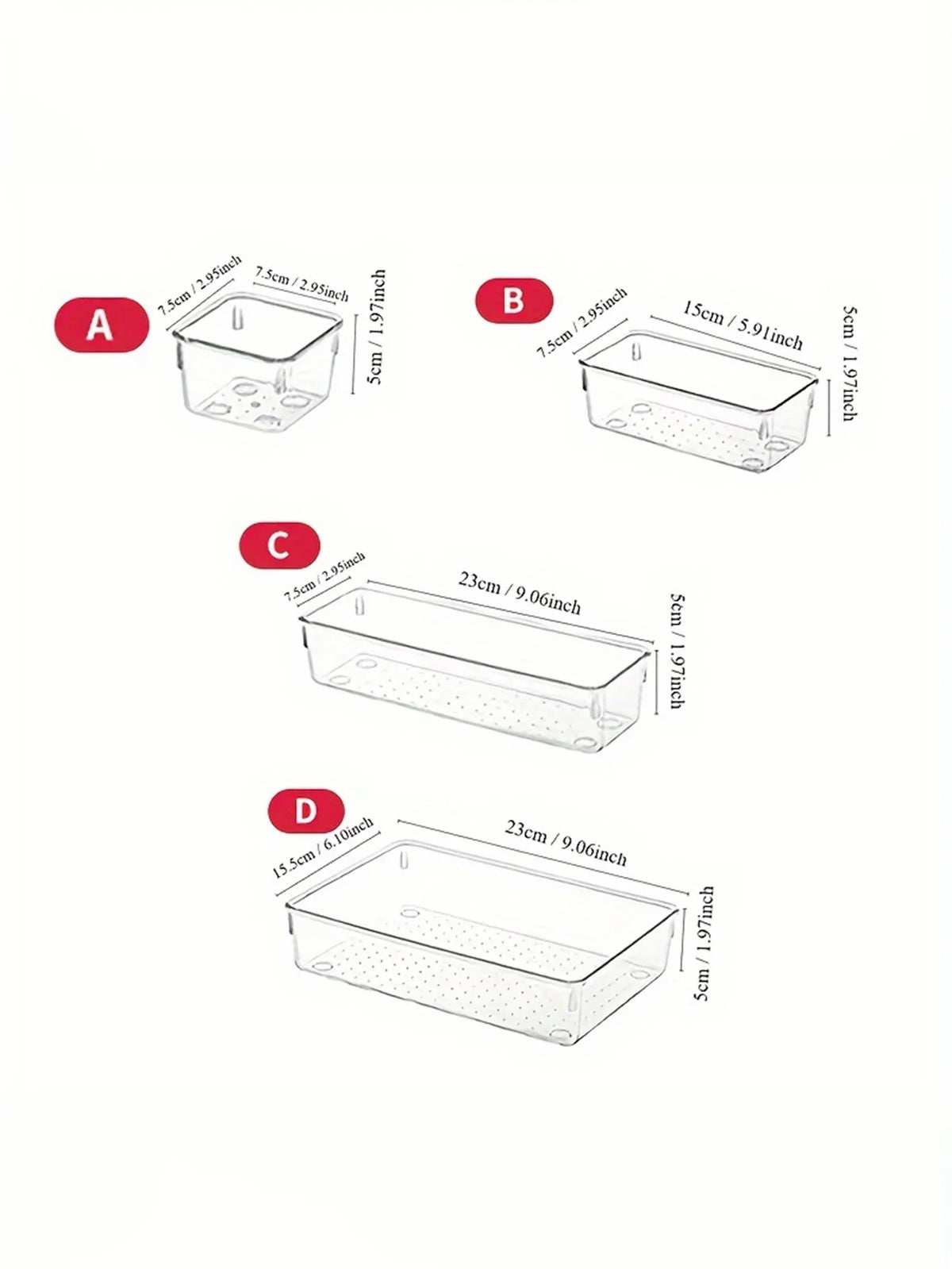 25Pcs Drawer Storage Containers, Transparent Plastic