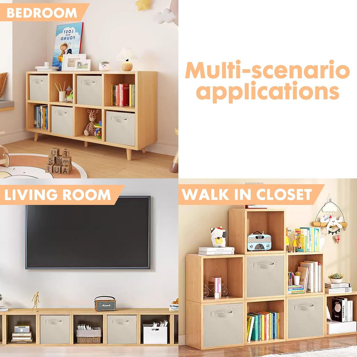 Storage Bins, Foldable Fabric Storage Cubes