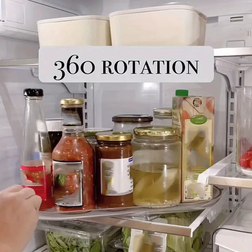 360-Degree Refrigerator Storage Rotating Tray, Used for Kitchen Spice Jars and Sundry Storage Turntable, Seasoning Storage Sorting Box, Multi-Functional Storage Tray